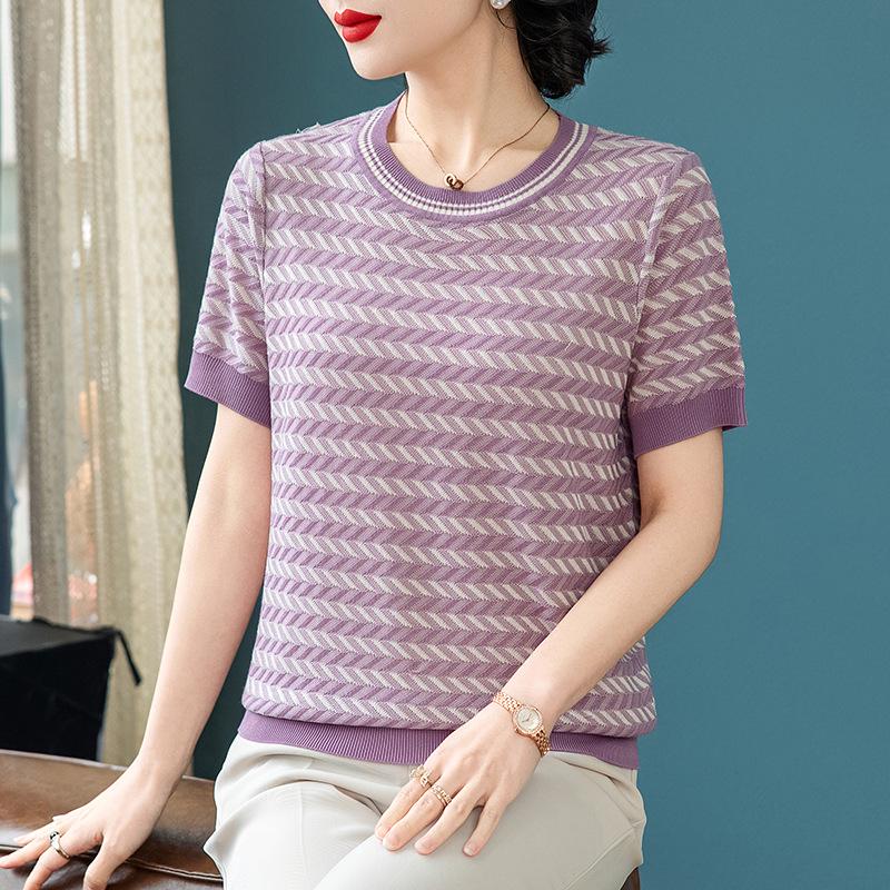 2026 Summer Fashion: Stylish Striped Short-Sleeve Blouse for Moms - Lightweight Ice Silk T-shirt for Middle-Aged and Elderly Women. L (Recommended 80-100 lbs) фиолетовый
2026 Summer Fashion: Stylish Striped Short-Sleeve Blouse for Moms - Lightweight Ice Silk T-shirt for Middle-Aged and Elderly Women. L (Recommended 80-100 lbs) фиолетовый