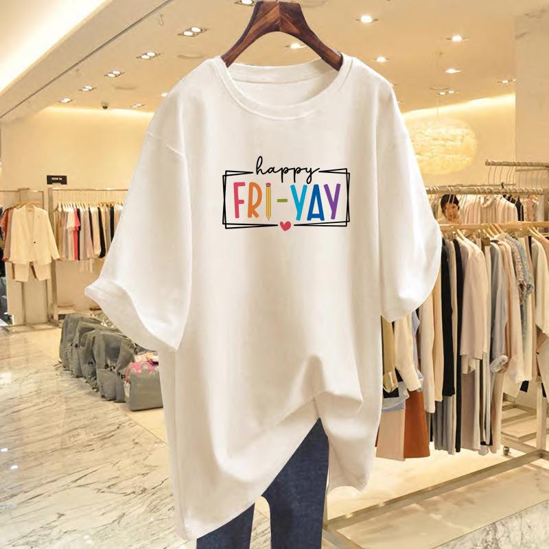 Letter print short-sleeved t-shirt women s summer Korean version large size loose t-shirt top S
Letter print short-sleeved t-shirt women s summer Korean version large size loose t-shirt top S