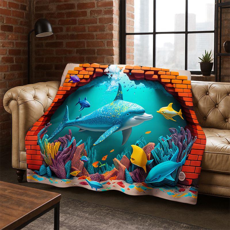 3D Illusion Underwater World Marine Life Shark Dolphin Cartoon Flannel Blanket Throw Blanket for Bedroom Living Room Bed Travel 75x90cm
3D Illusion Underwater World Marine Life Shark Dolphin Cartoon Flannel Blanket Throw Blanket for Bedroom Living Room Bed Travel 75x90cm