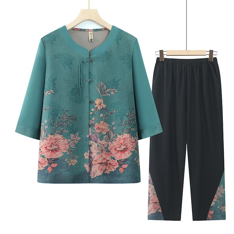 Chinese Style Summer Set for Elderly Women: Loose Shirt for Mom or Grandma 2XL (suggested 115-125 jin)
Chinese Style Summer Set for Elderly Women: Loose Shirt for Mom or Grandma 2XL (suggested 115-125 jin)