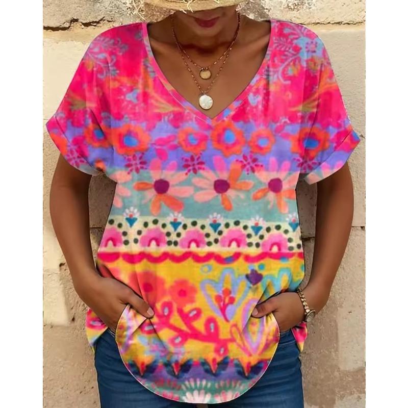 Flower Women s V-Neck T-Shirt Summer Outdoor Casual Short Sleeve Tops Colorful Floral Patterns OverSize Women s Clothing S
Flower Women s V-Neck T-Shirt Summer Outdoor Casual Short Sleeve Tops Colorful Floral Patterns OverSize Women s Clothing S