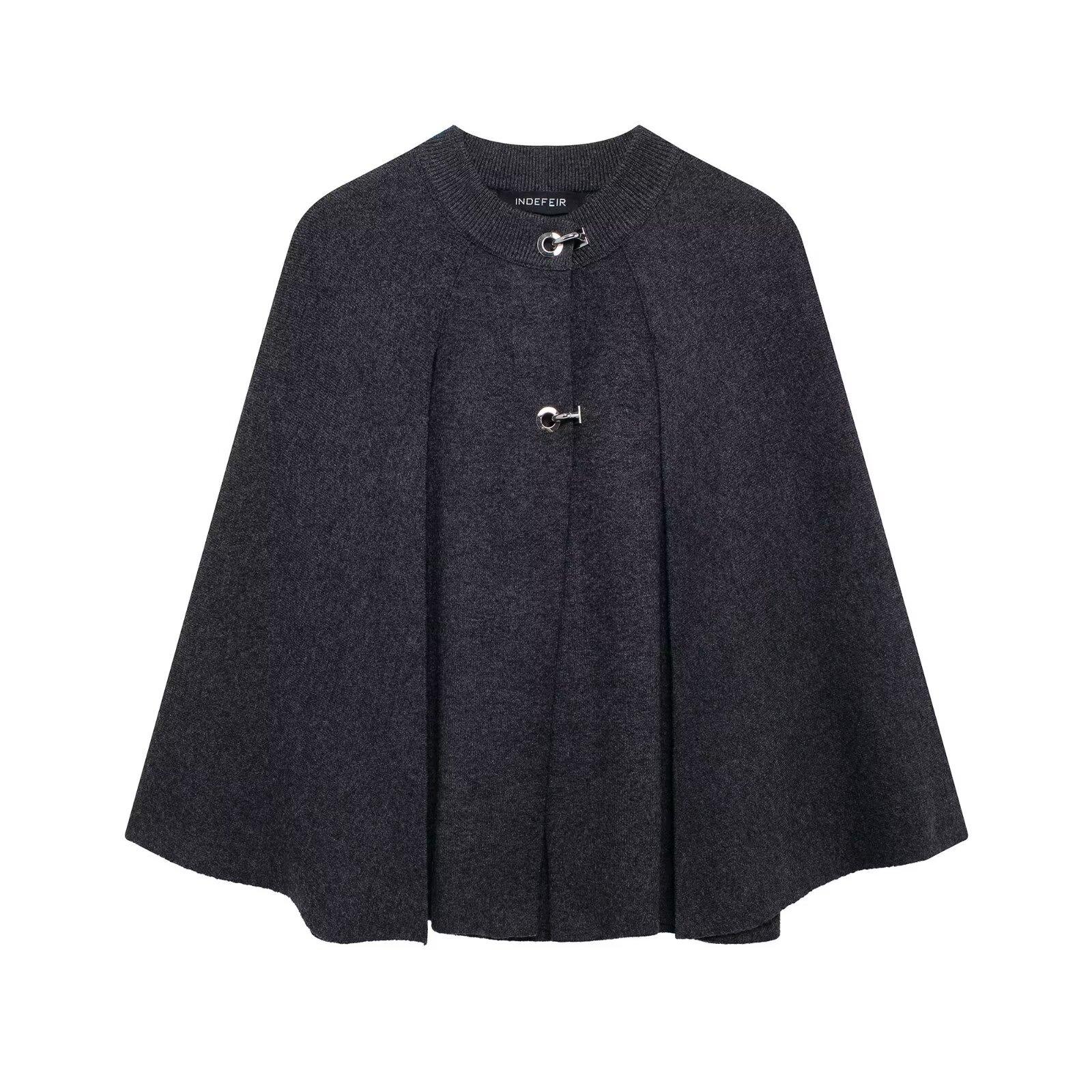 Women s Cloak Round Neck Long Sleeve Knitted Coat Pure Colored Elegant Round Neck Loose Fitting Coat Fall Collection S чорний
Women s Cloak Round Neck Long Sleeve Knitted Coat Pure Colored Elegant Round Neck Loose Fitting Coat Fall Collection S чорний
