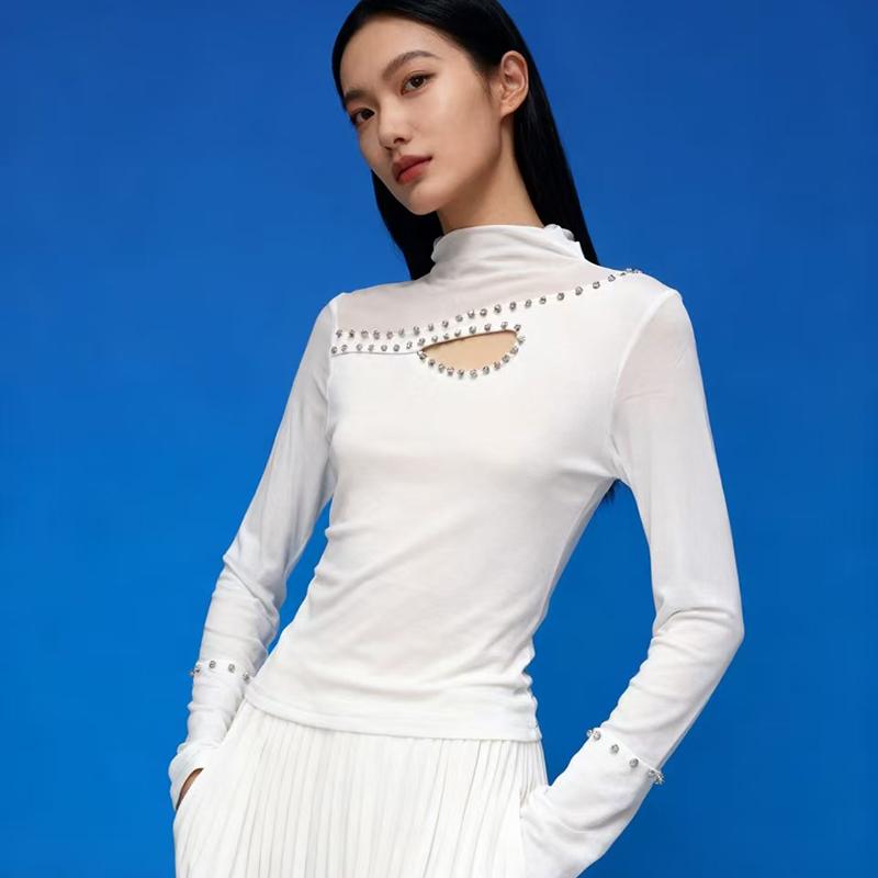 Весна Осінь Жіноча Футболка з Сітчастими Вставками та Бісером зі Стійкою Горловиною Елегантні Футболки з Довгим Рукавом Приталені Жіночі Топи 3XL
Весна Осінь Жіноча Футболка з Сітчастими Вставками та Бісером зі Стійкою Горловиною Елегантні Футболки з Довгим Рукавом Приталені Жіночі Топи 3XL