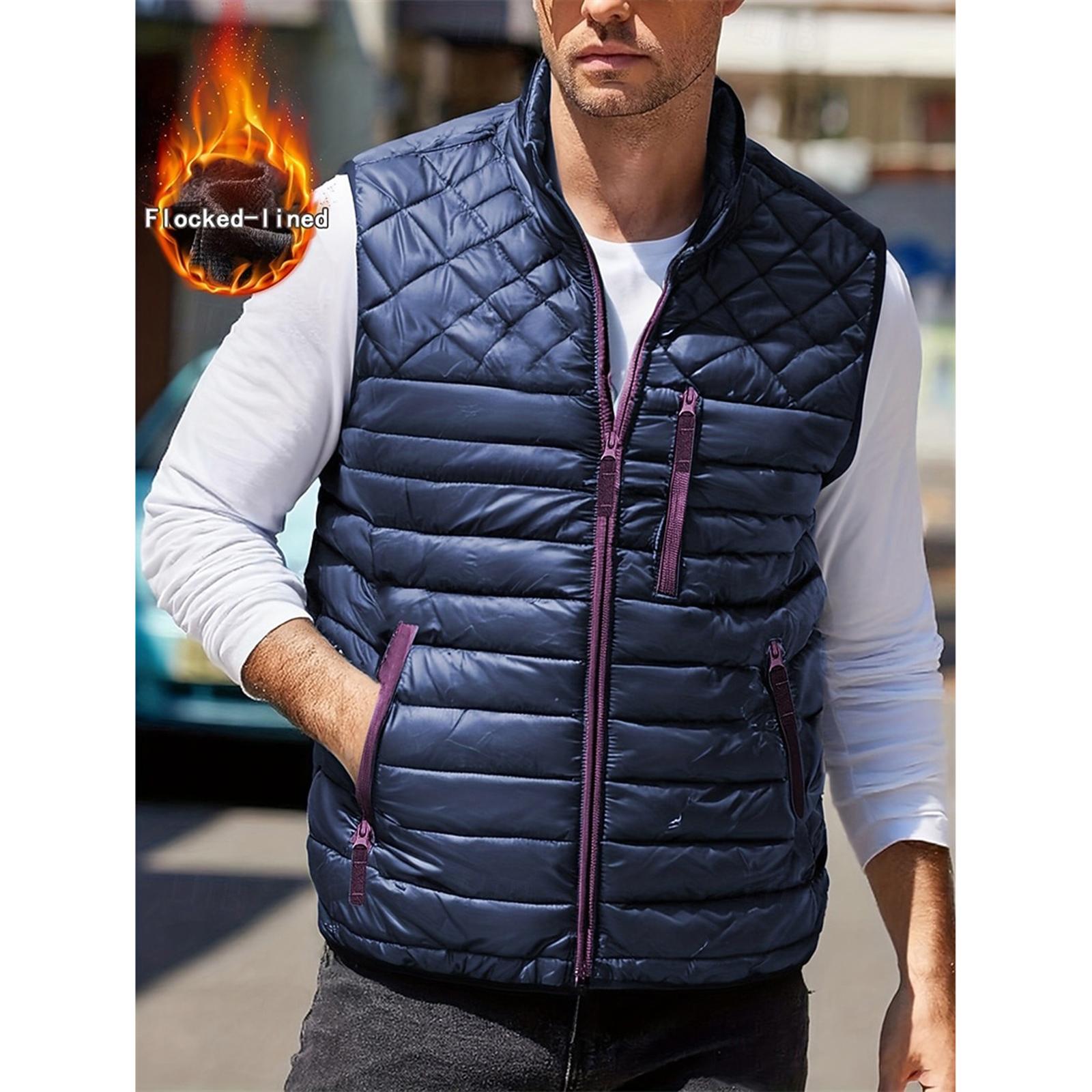 Men s Solid Color Fleece-lined Zip-up Vest, Stand Collar, Sleeveless, Outdoor Casual Warm Vest Jacket L синій
Men s Solid Color Fleece-lined Zip-up Vest, Stand Collar, Sleeveless, Outdoor Casual Warm Vest Jacket L синій