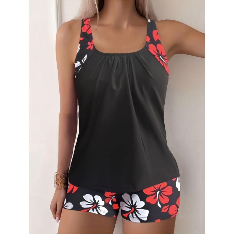 Women s Floral Print Splicing Tankini Top with Boyshorts 2-Piece Swimsuit S красный
Women s Floral Print Splicing Tankini Top with Boyshorts 2-Piece Swimsuit S красный