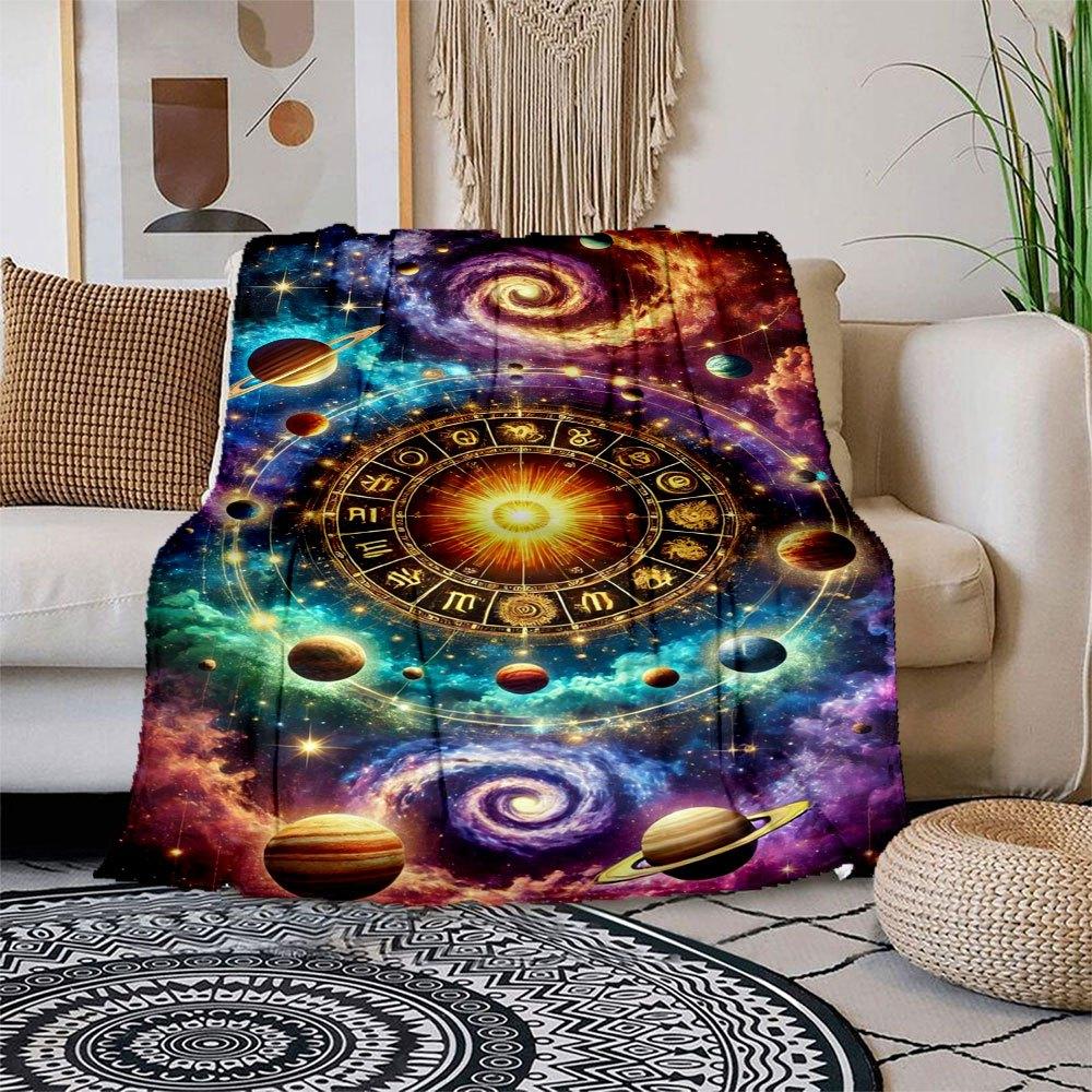 Astrology Zodiac Wheel Space Galaxy Art Print Blanket Flannel Throw Blanket for Sofa, Bed, Travel, Camping, Office 100x150cm
Astrology Zodiac Wheel Space Galaxy Art Print Blanket Flannel Throw Blanket for Sofa, Bed, Travel, Camping, Office 100x150cm