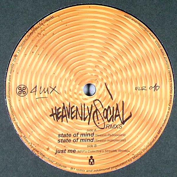 12inch Record HEAVENLY SOCIAL - State Of Mind / Just Me (Remixes) FLR010 4 Lux 2003 Netherland Dance & Electronica Used
12inch Record HEAVENLY SOCIAL - State Of Mind / Just Me (Remixes) FLR010 4 Lux 2003 Netherland Dance & Electronica Used