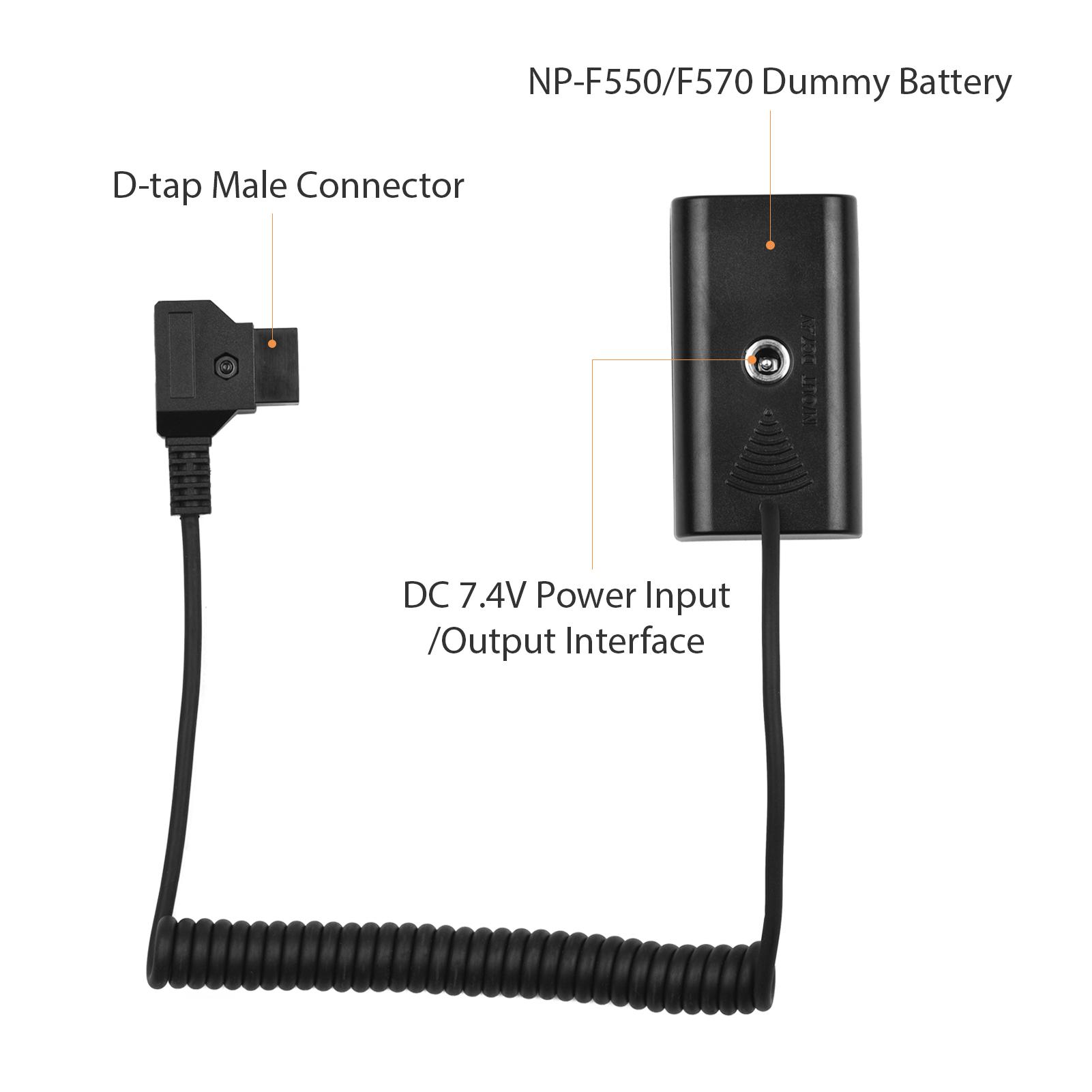 Dummy Battery Adapter F550 7.4VCelsius3A Output .24W with D-Tap Connector NP F550 Coupler Adapter for Video Monitors LED Lights
Dummy Battery Adapter F550 7.4VCelsius3A Output .24W with D-Tap Connector NP F550 Coupler Adapter for Video Monitors LED Lights