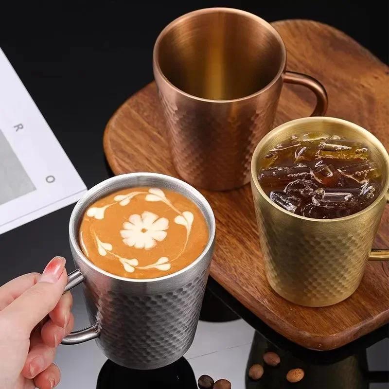 300ml Double-Layer Water Cup Home Dining Drinkware Mugs 304 Stainless Steel Beer Cup Gold Sliver Coffee Mugs With Handle
300ml Double-Layer Water Cup Home Dining Drinkware Mugs 304 Stainless Steel Beer Cup Gold Sliver Coffee Mugs With Handle