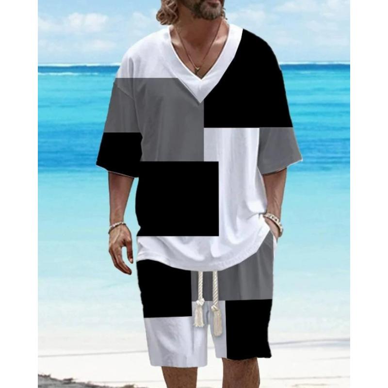 Casual Men Summer Suit, Loose-Fitting Short-Sleeved Knit Shirt And Shorts, V-Neck Sports Two-Piece Set 3XL
Casual Men Summer Suit, Loose-Fitting Short-Sleeved Knit Shirt And Shorts, V-Neck Sports Two-Piece Set 3XL