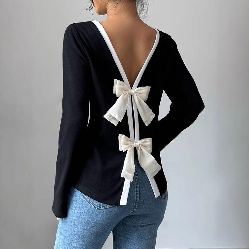 European and American Slim fit Long sleeves Shirt Women clothes Knot Bottoming Shirt Sweet Bow Top Black M
European and American Slim fit Long sleeves Shirt Women clothes Knot Bottoming Shirt Sweet Bow Top Black M