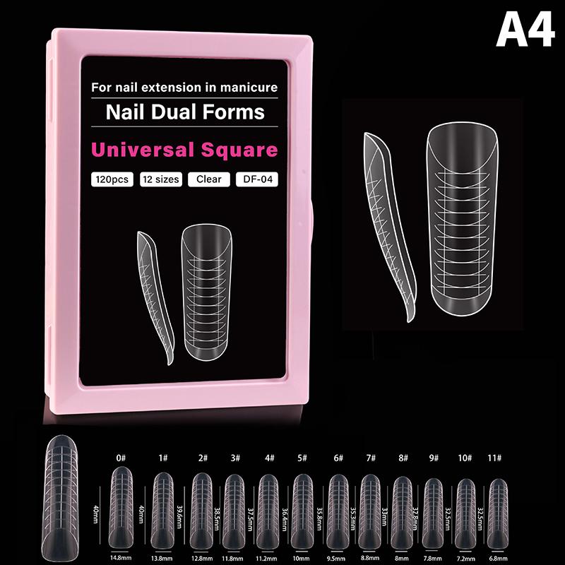 120Pcs French Nail Dual Form 12 Sizes Square Almond Nail Extension Mold With Inner French Line Reusable Tips For Builder Gel A4
120Pcs French Nail Dual Form 12 Sizes Square Almond Nail Extension Mold With Inner French Line Reusable Tips For Builder Gel A4