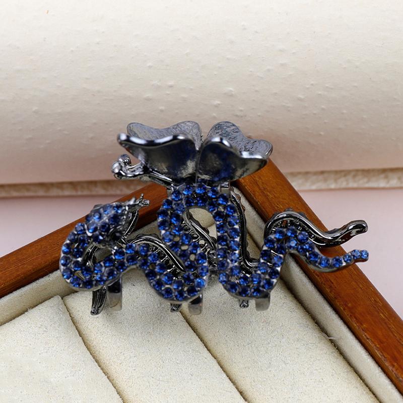 Золотая бриллиантовая блестящая заколка для волос в виде змеи, роскошная заколка-коготь, милая заколка-бант для девочки, волнистая заколка-коготь, жемчужные волнистые заколки для волос синий