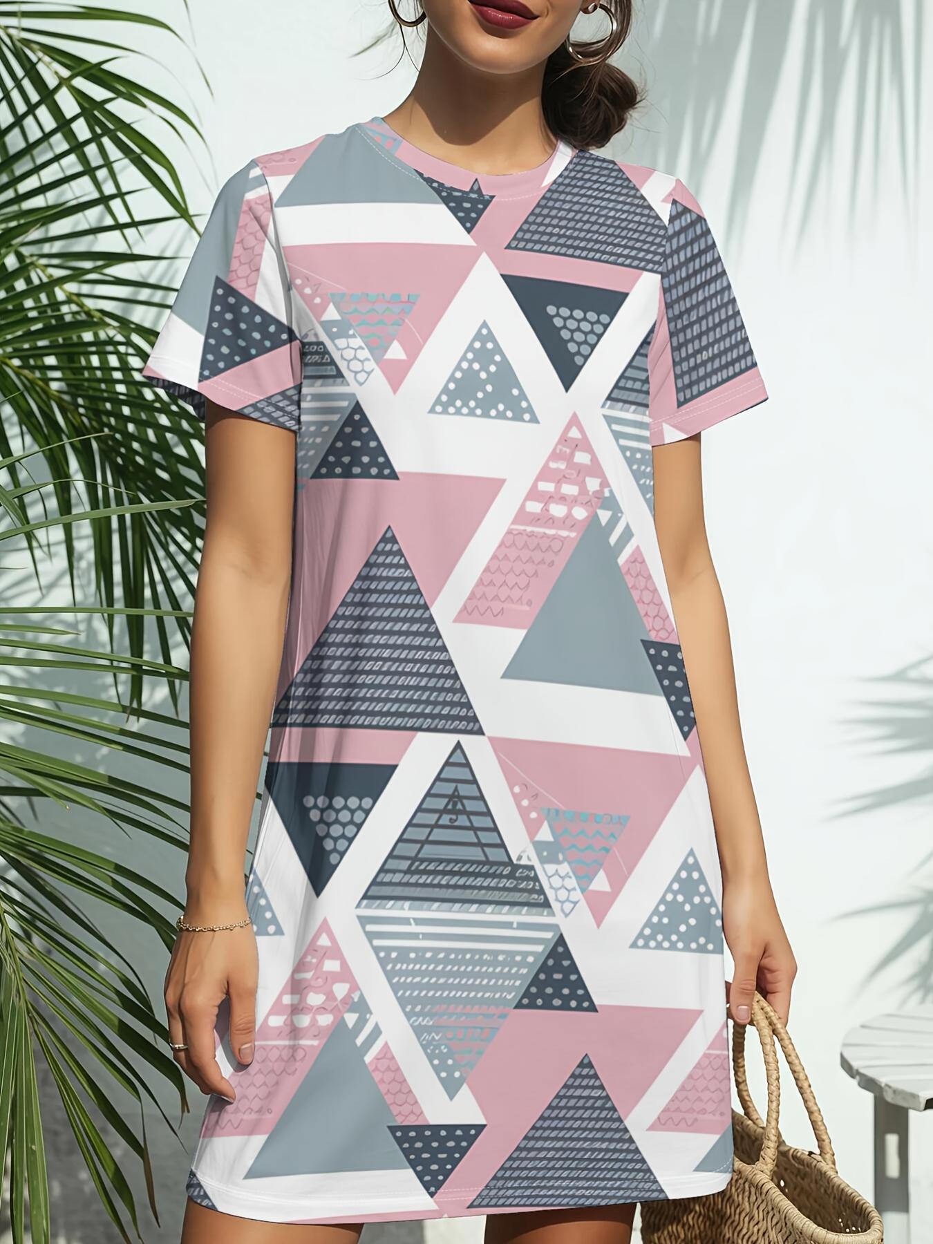 The New Round-Neck T-Shirt Dress for Women from Triangles Pop Features Short Sleeves And a Stylish American Fashion Design with Digital Prints. Perfec 8XL дубильная кора
The New Round-Neck T-Shirt Dress for Women from Triangles Pop Features Short Sleeves And a Stylish American Fashion Design with Digital Prints. Perfec 8XL дубильная кора