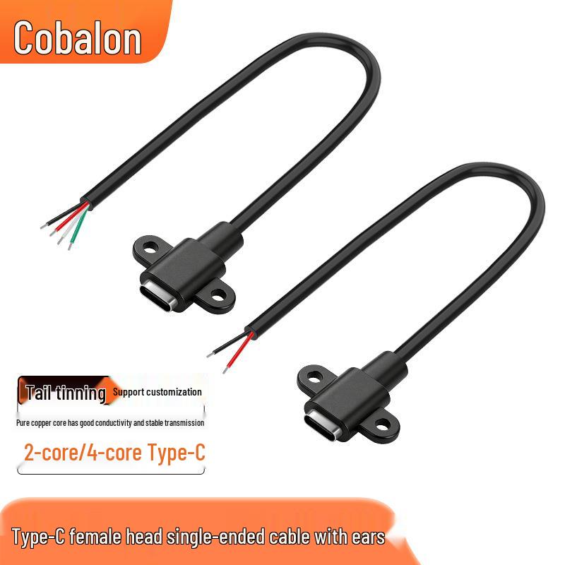 USB-C Female to 2-Core Charging & 4-Core Data Extension Cable with Fixing Nut 2-core Type-C female with ears and tinning
USB-C Female to 2-Core Charging & 4-Core Data Extension Cable with Fixing Nut 2-core Type-C female with ears and tinning