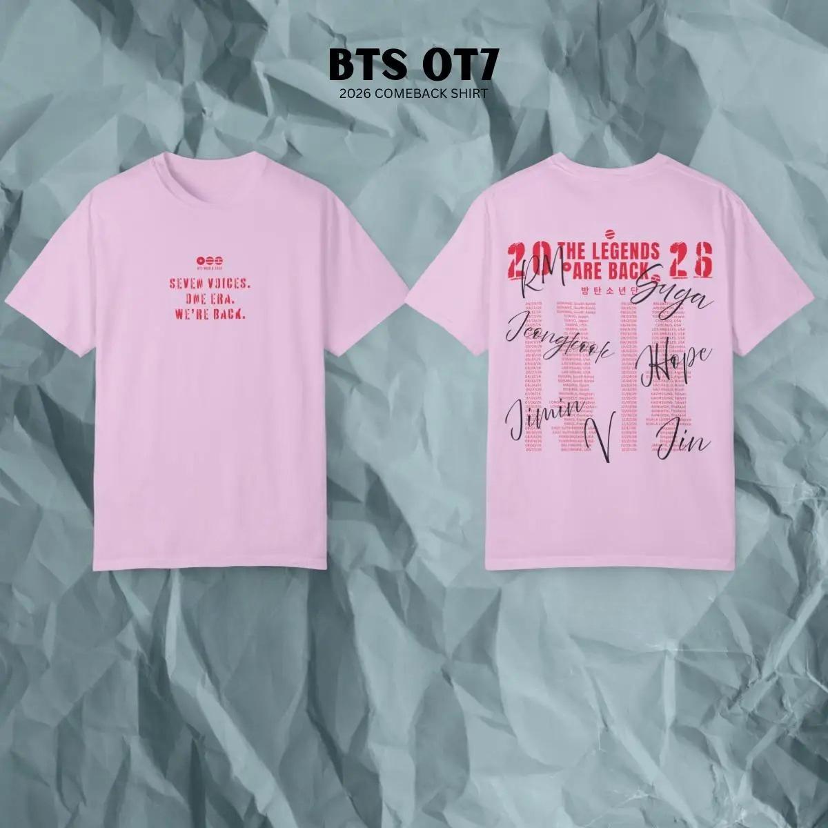 Kpop BTS OT7 2026 Возвращение Футболка с круглым вырезом Мужская Женская Повседневная футболка с коротким рукавом с принтом подписей семи участников Корейский Подарок 4XL
Kpop BTS OT7 2026 Возвращение Футболка с круглым вырезом Мужская Женская Повседневная футболка с коротким рукавом с принтом подписей семи участников Корейский Подарок 4XL