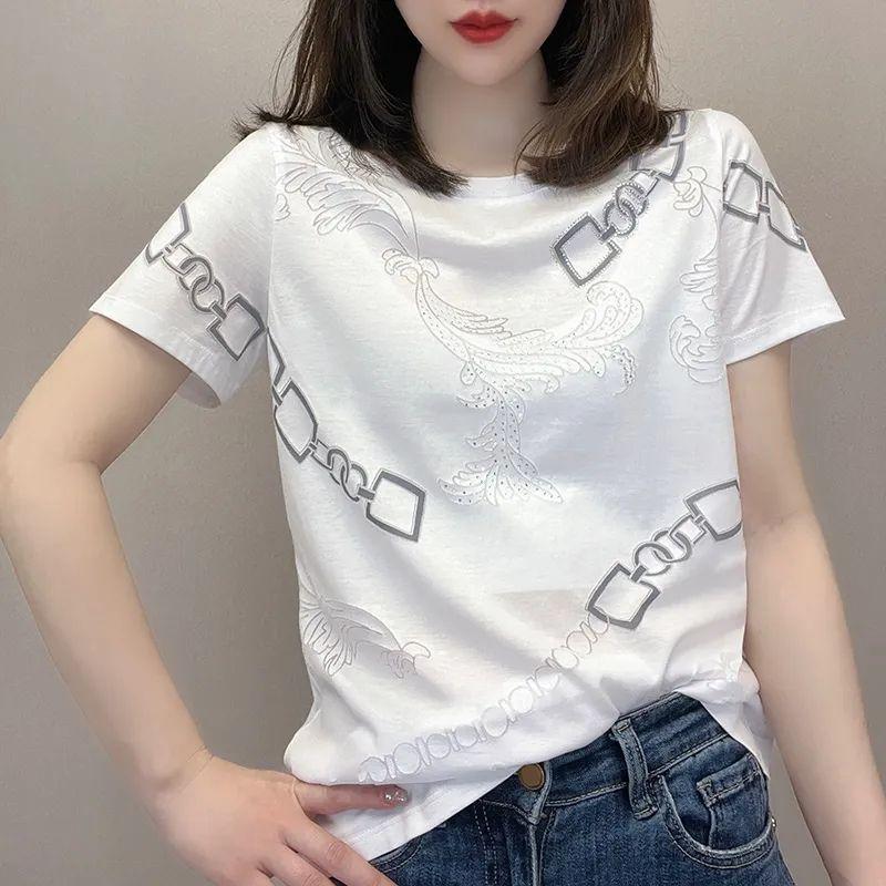 Summer Korean Fashion Round Neck Loose Casual Chain Printing Tee Women Short Sleeve All-match Pullover T-shirt Female Tee M чорний
Summer Korean Fashion Round Neck Loose Casual Chain Printing Tee Women Short Sleeve All-match Pullover T-shirt Female Tee M чорний