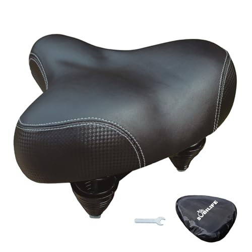 Large Bike Seat - Wide Cushion Comfort Bicycle Saddle with Suspension Shock Absorber for Peloton Exercise Stationary Bikes, E-Bikes, Road Bikes, and M
Large Bike Seat - Wide Cushion Comfort Bicycle Saddle with Suspension Shock Absorber for Peloton Exercise Stationary Bikes, E-Bikes, Road Bikes, and M