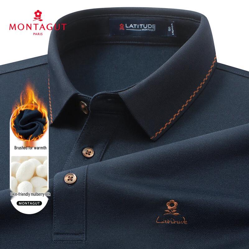 MONTAGUT Men s Silk Blend Brushed Warmth Long-Sleeve Polo Shirt 56
MONTAGUT Men s Silk Blend Brushed Warmth Long-Sleeve Polo Shirt 56