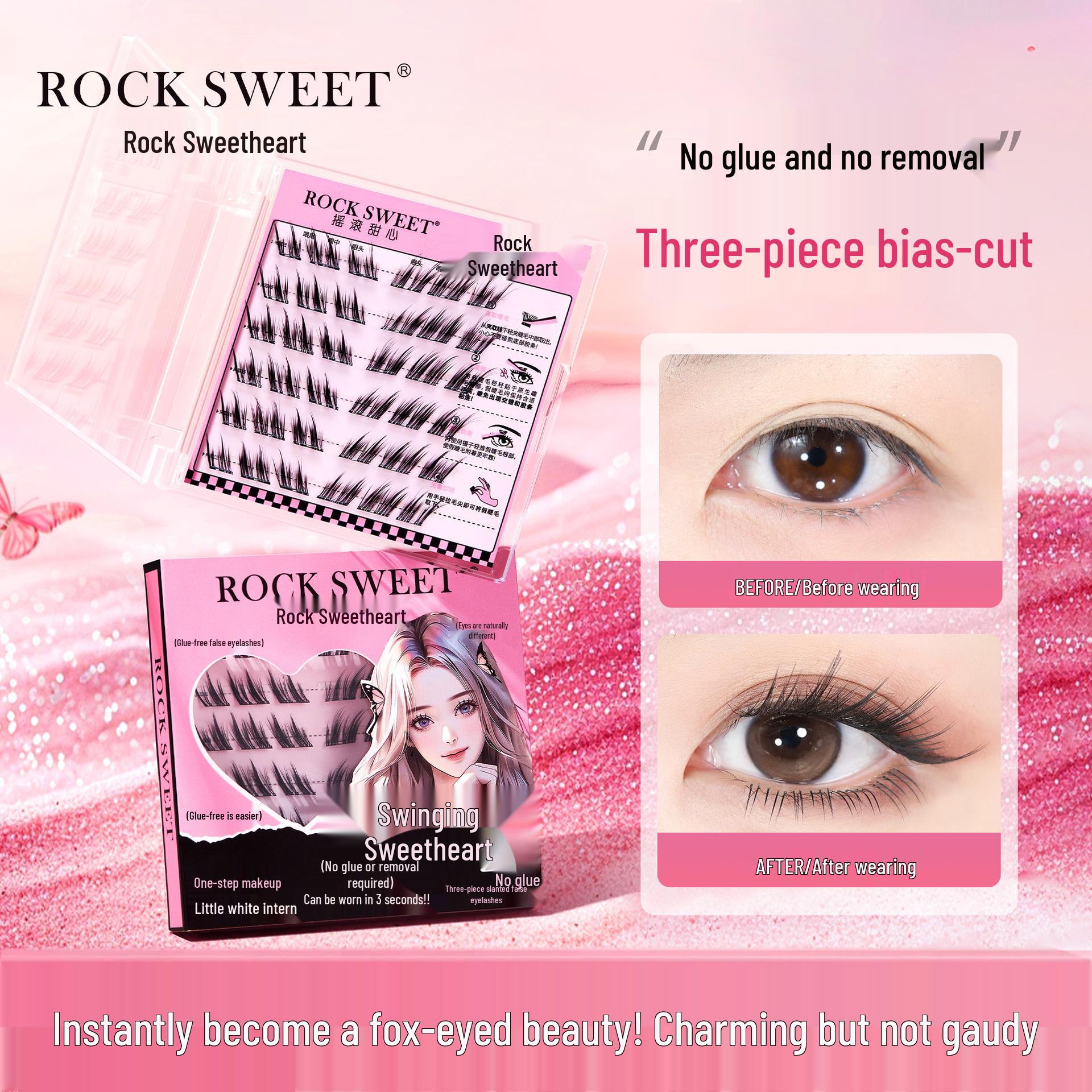 Rock Sweetheart Cool Fox Style Natural Slanted False Eyelashes - 3-Piece Glue-Free Mother-Like Clusters
Rock Sweetheart Cool Fox Style Natural Slanted False Eyelashes - 3-Piece Glue-Free Mother-Like Clusters