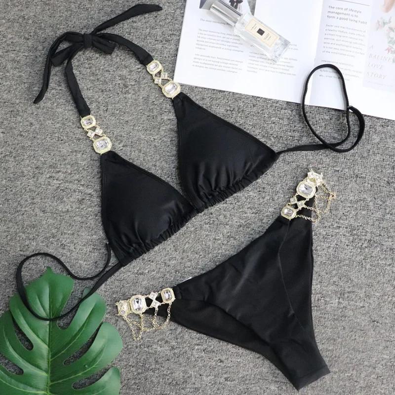 Halter Metal Chains Rhinestone Diamond Bikini Women Swimsuit Female Swimwear Two Pieces Bikini set Brazilian Bathing Suit Swim S
Halter Metal Chains Rhinestone Diamond Bikini Women Swimsuit Female Swimwear Two Pieces Bikini set Brazilian Bathing Suit Swim S