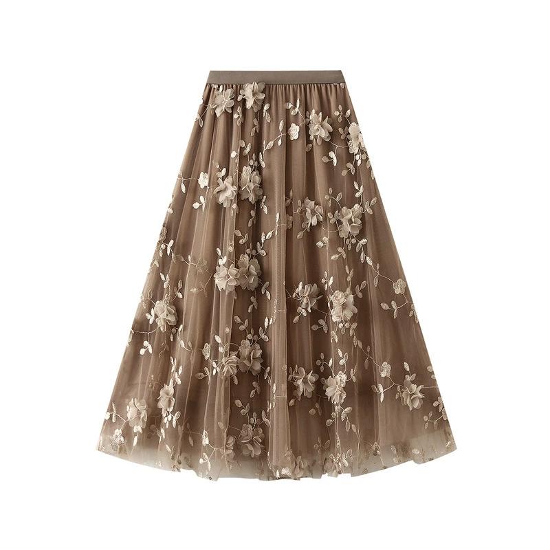 Fashionable Floral Print Mesh Embroidery Half Length Skirt Large Size Yarn Skirt Spring Artistic A-line High Waist Long Skirt One Size хаки
Fashionable Floral Print Mesh Embroidery Half Length Skirt Large Size Yarn Skirt Spring Artistic A-line High Waist Long Skirt One Size хаки