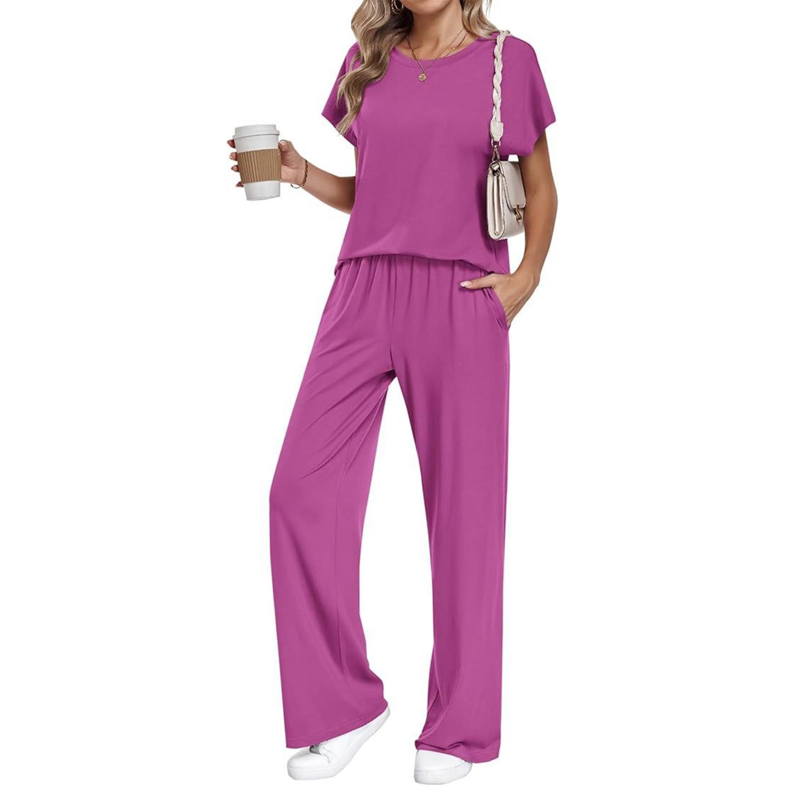 Women Short Sleeve Top Long Pants Loungewear Set Casual Loose Fit Two Piece Outfit Soft Fabric Comfortable Design M
Women Short Sleeve Top Long Pants Loungewear Set Casual Loose Fit Two Piece Outfit Soft Fabric Comfortable Design M