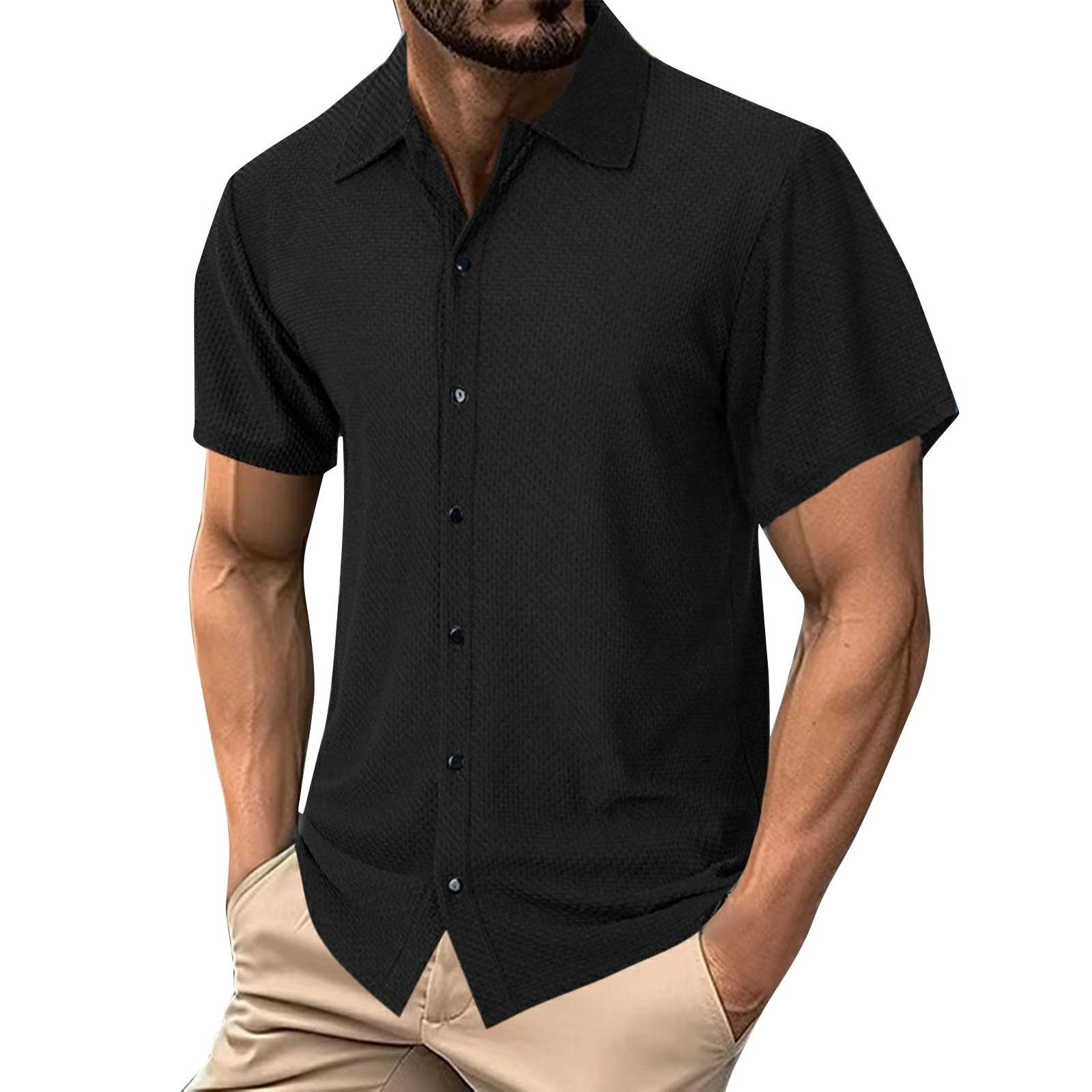 Мужская летняя однотонная рубашка с лацканами и короткими рукавами, мужская повседневная модная рубашка с короткими рукавами L чёрный
Мужская летняя однотонная рубашка с лацканами и короткими рукавами, мужская повседневная модная рубашка с короткими рукавами L чёрный