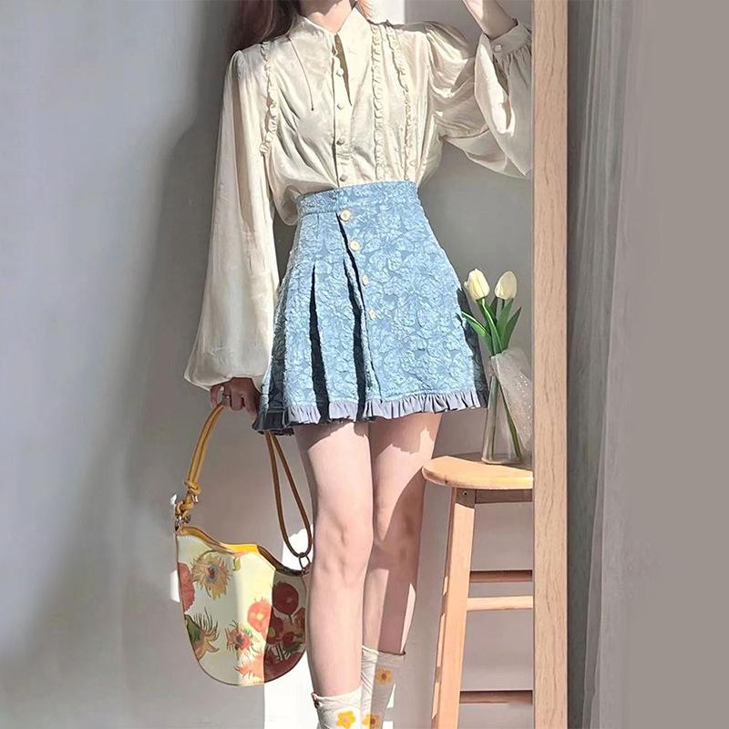 Hepburn-style jacquard design floral vest, white long-sleeved shirt, spring-summer sweet outfit for petite women, half skirt S
Hepburn-style jacquard design floral vest, white long-sleeved shirt, spring-summer sweet outfit for petite women, half skirt S