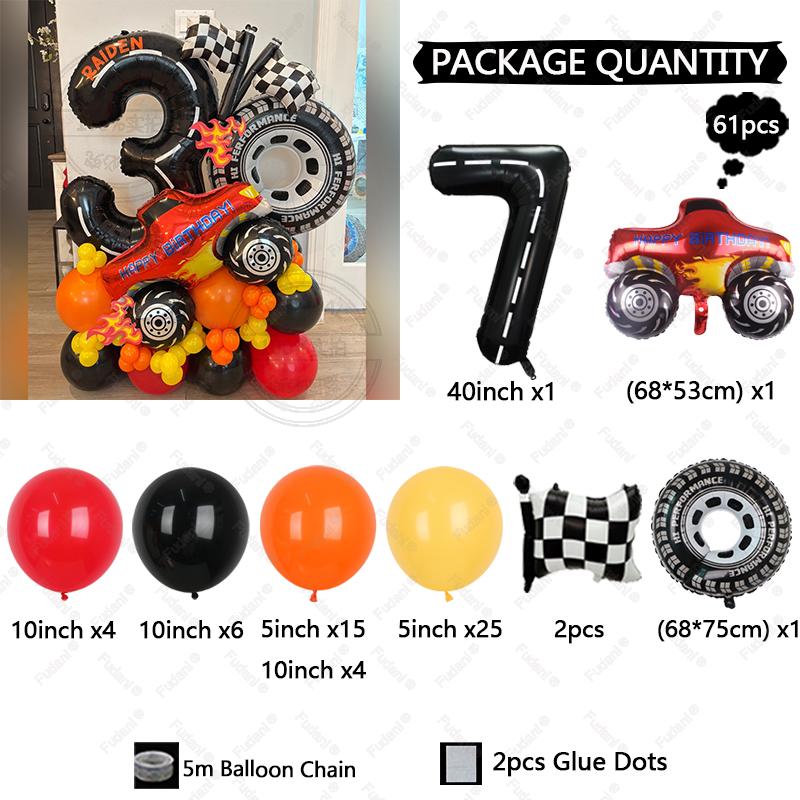 61pcs Racing Car Theme Tire Foil Balloon Set Checkered Flag 1-9 Years Old Boys Birthday Party Decoration Tow Fast Baby Shower As The Picture
61pcs Racing Car Theme Tire Foil Balloon Set Checkered Flag 1-9 Years Old Boys Birthday Party Decoration Tow Fast Baby Shower As The Picture