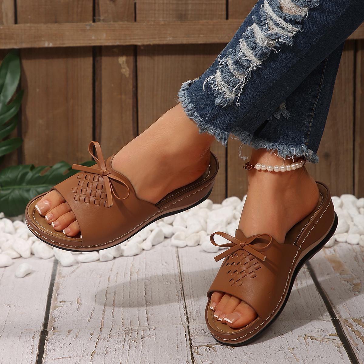 Women s Summer Wedge Heel Sandals Fashion Thick Sole Beach Slippers Woman Bow Knot Platform Slide Sandals Plus Size 43 коричневый
Women s Summer Wedge Heel Sandals Fashion Thick Sole Beach Slippers Woman Bow Knot Platform Slide Sandals Plus Size 43 коричневый