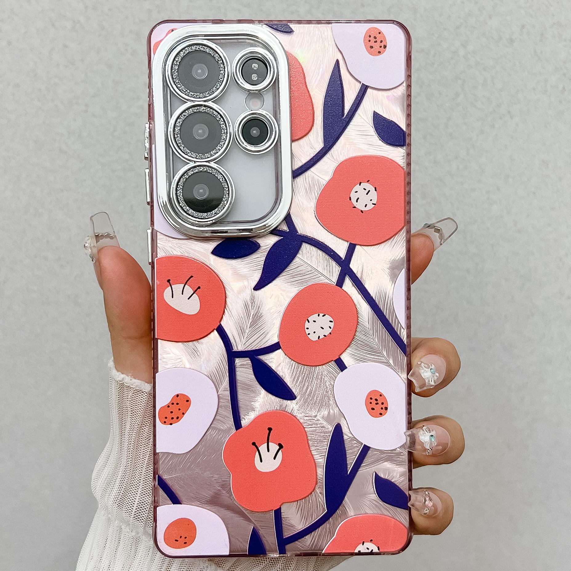 For Samsung Galaxy S24 Ultra Case Floral Pattern Design IMD PC+TPU Phone Back Cover with Glass Lens Film FH4 
For Samsung Galaxy S24 Ultra Case Floral Pattern Design IMD PC+TPU Phone Back Cover with Glass Lens Film FH4