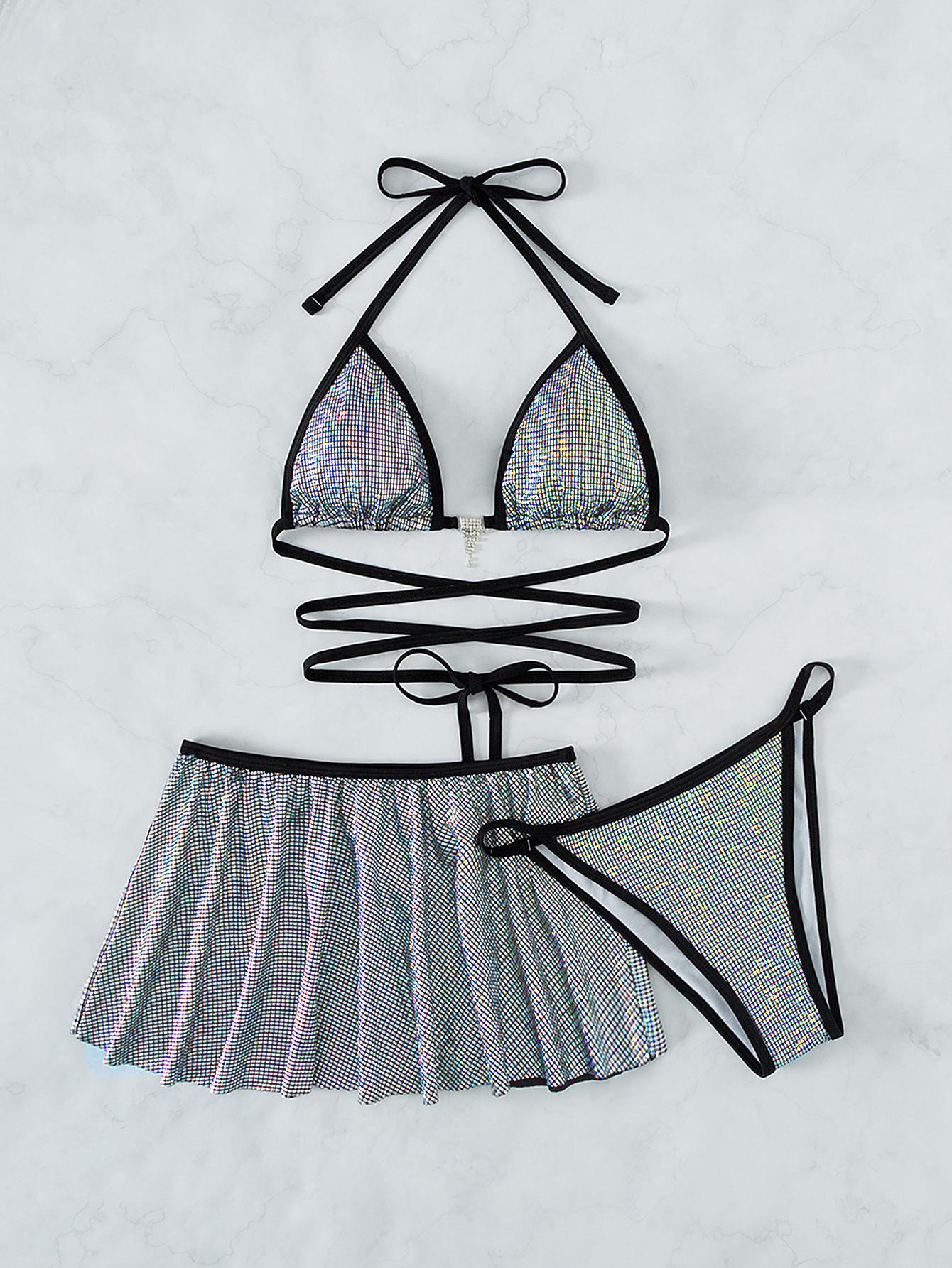 Платье-бикини из 3 предметов, сексуальные женские купальники, женские купальники, сверкающий серебряный комплект бикини, летние купальные костюмы-бикини, пляжная одежда S серебряный
Платье-бикини из 3 предметов, сексуальные женские купальники, женские купальники, сверкающий серебряный комплект бикини, летние купальные костюмы-бикини, пляжная одежда S серебряный