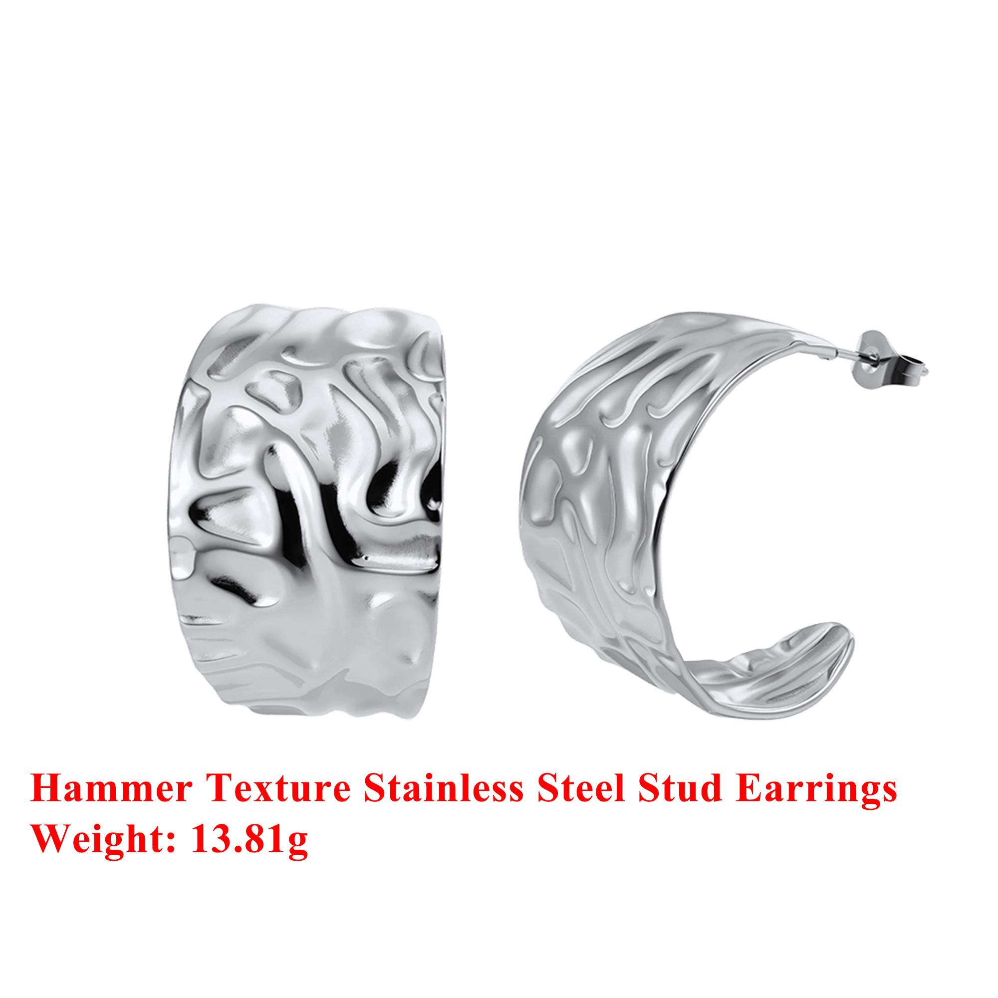 Effie Queen Stainless Steel 18k Gold Hammer Texture Stud Earrings Simple Jewelry for Women Birthdays Party Banquet Gift STGE06 срібний
Effie Queen Stainless Steel 18k Gold Hammer Texture Stud Earrings Simple Jewelry for Women Birthdays Party Banquet Gift STGE06 срібний