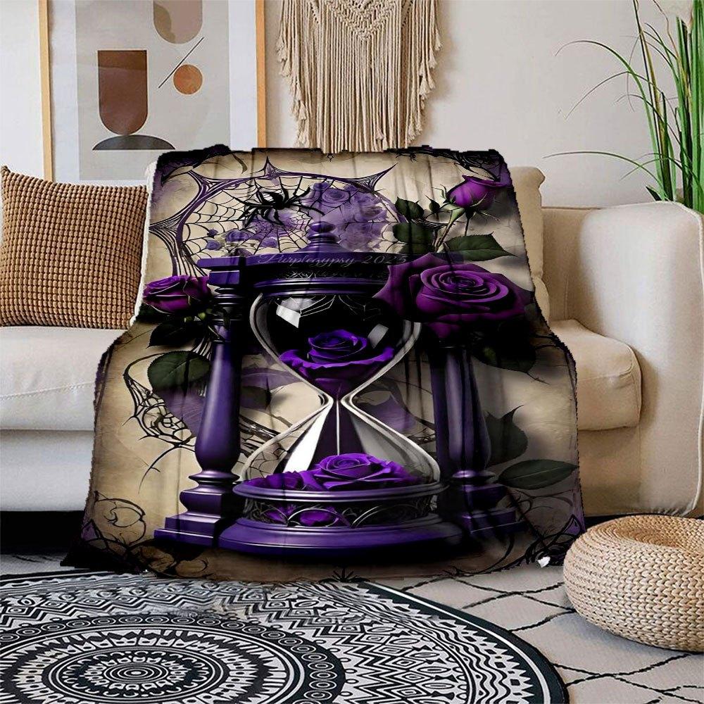 Purple Gothic Hourglass with Roses - Halloween DecorBlanket Flannel Throw Blanket for Sofa, Bed, Travel, Camping, Office 100x150cm
Purple Gothic Hourglass with Roses - Halloween DecorBlanket Flannel Throw Blanket for Sofa, Bed, Travel, Camping, Office 100x150cm