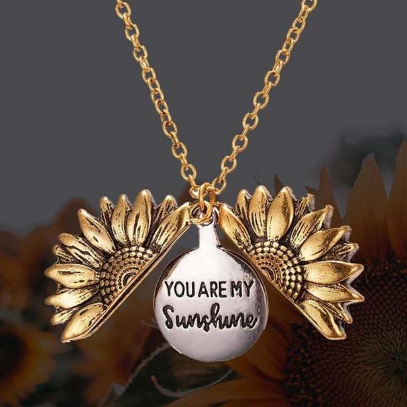 You Are My Sunshine Подсолнух Ожерелья для женщин Золотисто-серебряный цвет Длинная цепочка Подсолнух Цветок Женский кулон
You Are My Sunshine Подсолнух Ожерелья для женщин Золотисто-серебряный цвет Длинная цепочка Подсолнух Цветок Женский кулон