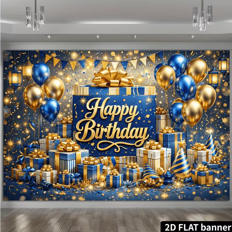 2D Happy Birthday Backdrop Blue Gold Gift Box Party Photo Booth Background Banner 47.2x31.5inch/120*80cm
2D Happy Birthday Backdrop Blue Gold Gift Box Party Photo Booth Background Banner 47.2x31.5inch/120*80cm