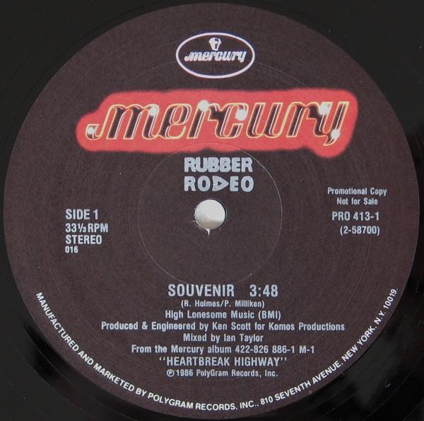 12inch Record RUBBER RODEO - Souvenir PRO4131 Mercury 1986 US Dance & Electronica Used
12inch Record RUBBER RODEO - Souvenir PRO4131 Mercury 1986 US Dance & Electronica Used