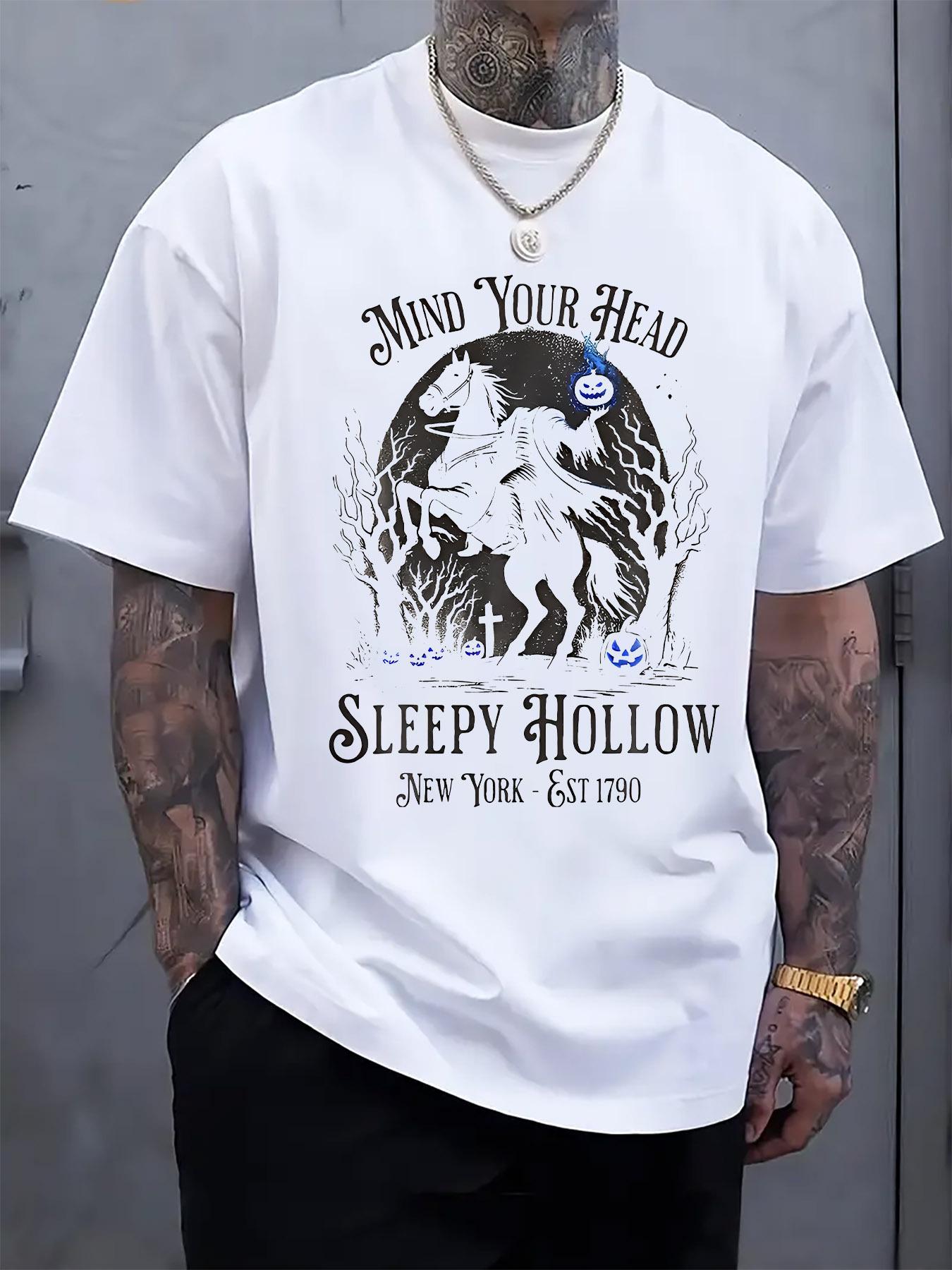 Graphic Print Round Neck Short Sleeve T-shirt - Mind Your Head Sleepy Hollow Design XXXXL
Graphic Print Round Neck Short Sleeve T-shirt - Mind Your Head Sleepy Hollow Design XXXXL