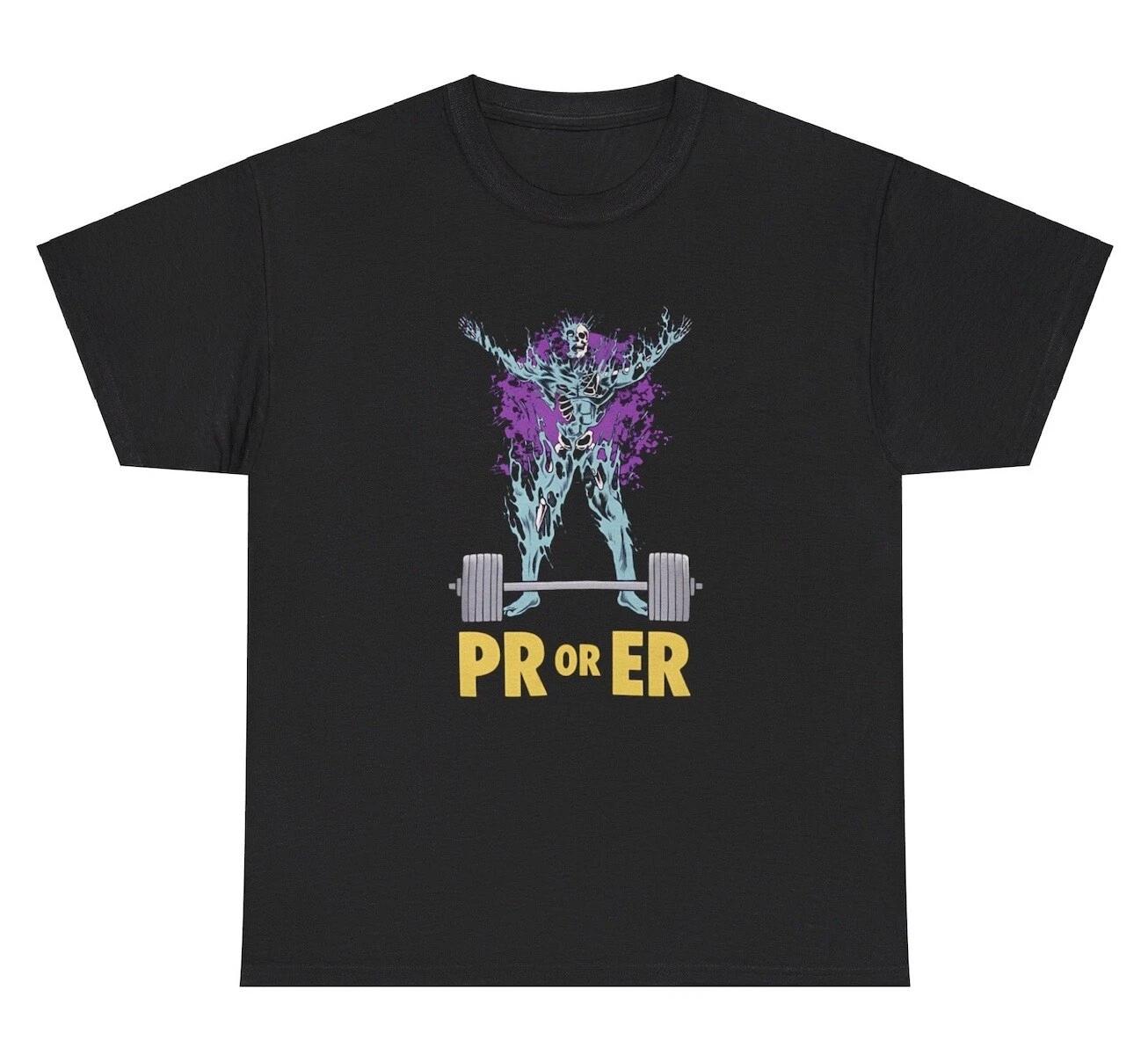 PR or ER Skeleton Deadlift T Shirt Funny Gym Workout Pump Cover Halloween Tee 2XL
PR or ER Skeleton Deadlift T Shirt Funny Gym Workout Pump Cover Halloween Tee 2XL