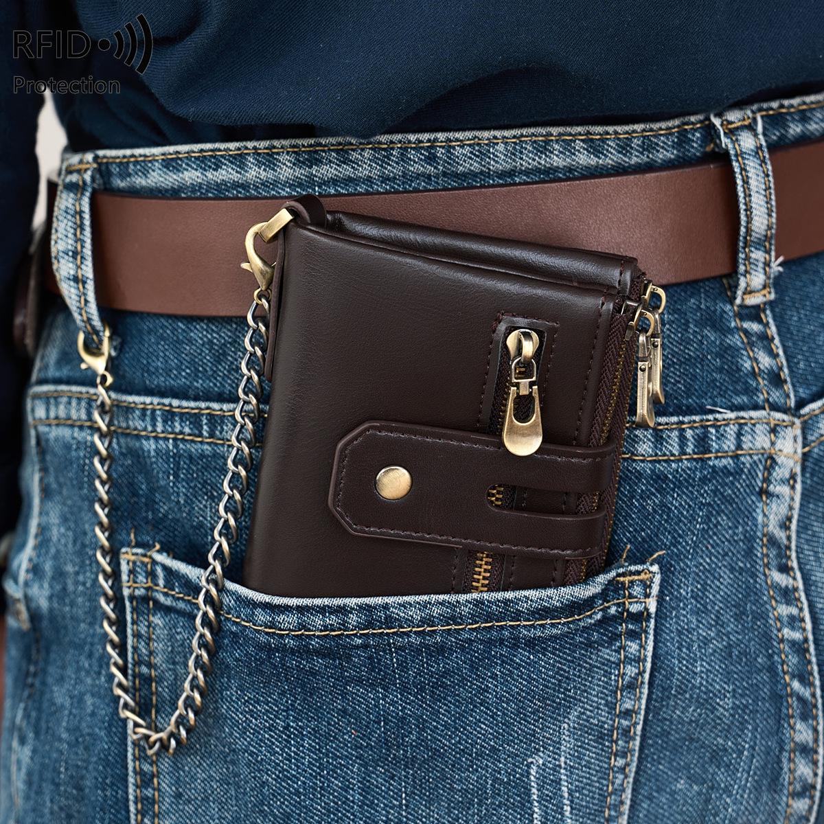New anti-theft men s wallet soft leather double zipper change bag business short wallet коричневий
New anti-theft men s wallet soft leather double zipper change bag business short wallet коричневий