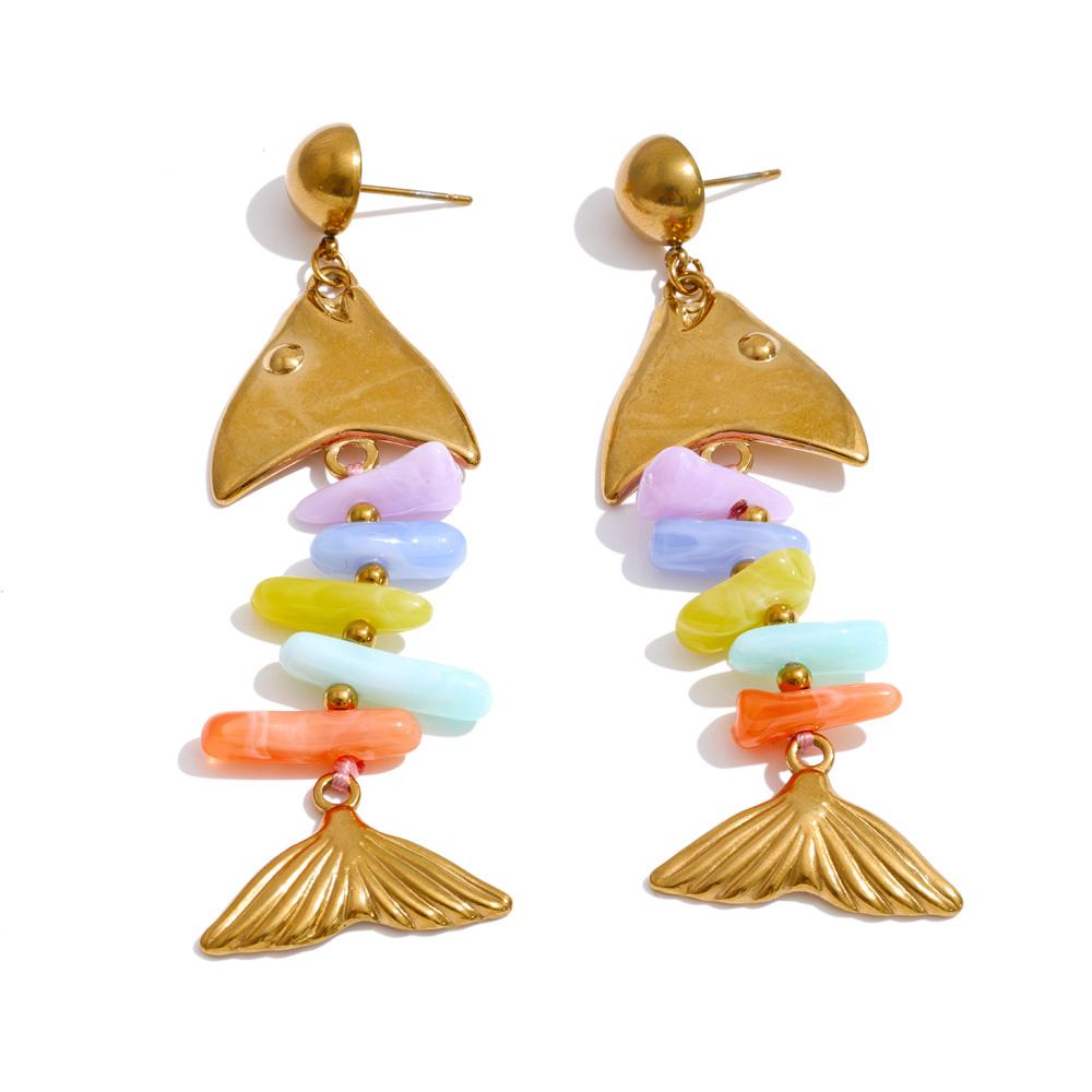 Yhpup Ocean Style Stainless Steel Colorful Resin Fish Drop Dangle Earrings Summer Stylish Trend Unique Vacation Handmade Jewelry
Yhpup Ocean Style Stainless Steel Colorful Resin Fish Drop Dangle Earrings Summer Stylish Trend Unique Vacation Handmade Jewelry