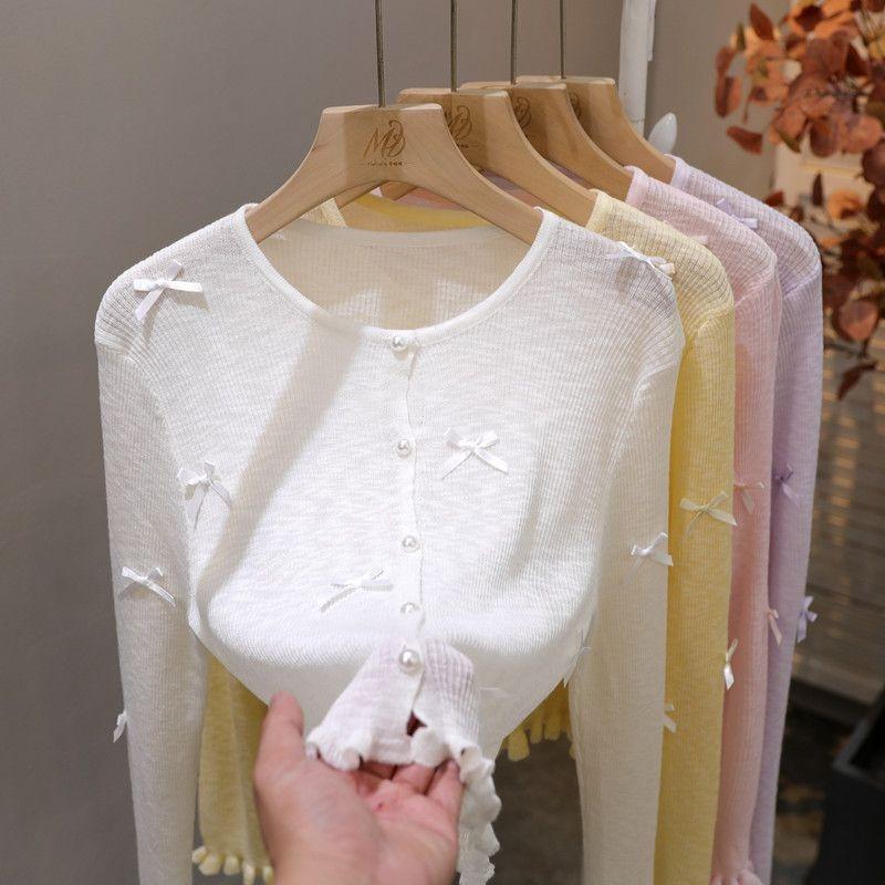 women bow detail knit cardigan crew neck long sleeve ruffle hem casual sweater onesize белый
women bow detail knit cardigan crew neck long sleeve ruffle hem casual sweater onesize белый