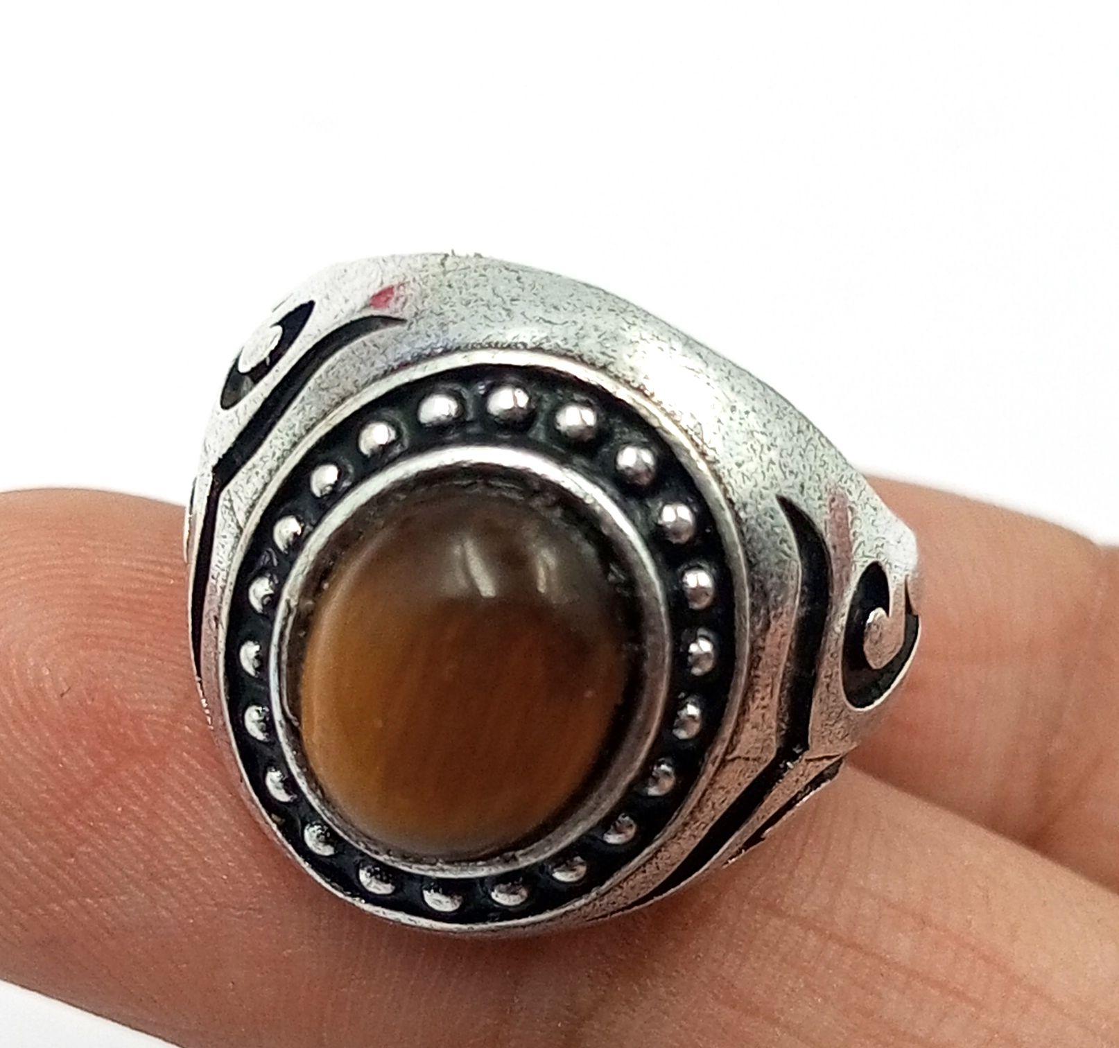 Драгоценный камень «Тигровый глаз» Стерлинговое серебро 925 пробы с покрытием из серебра 1 шт. Кольцо chris-br232