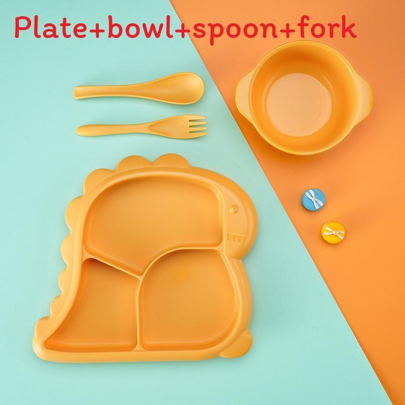 Мультяшная тарелка для ужина с тремя отделениями динозавров, ложка, вилка, миска, детский набор столовых приборов жёлтый
Мультяшная тарелка для ужина с тремя отделениями динозавров, ложка, вилка, миска, детский набор столовых приборов жёлтый