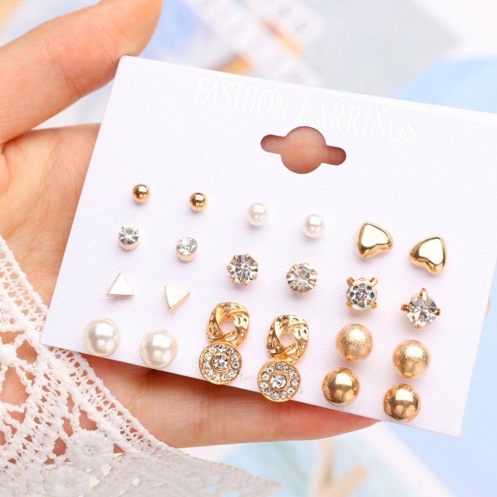 12 Pairs Fashion Jewelry Women Girls Ear Stud Earrings Set Hoop Ring Pearl Zircon золотий
12 Pairs Fashion Jewelry Women Girls Ear Stud Earrings Set Hoop Ring Pearl Zircon золотий