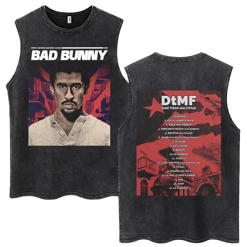 Washed Rapper Bad Bunny Album Tank Tops Debi Tirar Mas Fotos DTMF Vests Men Women Cotton Fashion Sleeveless T-shirt S
Washed Rapper Bad Bunny Album Tank Tops Debi Tirar Mas Fotos DTMF Vests Men Women Cotton Fashion Sleeveless T-shirt S