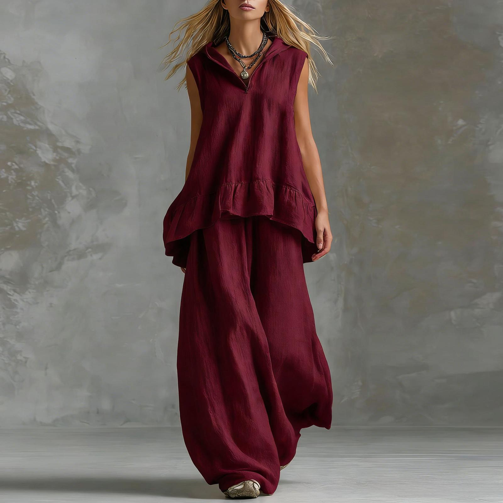 Sleeveless Casual Top and Wide Leg Pants Two Piece Set Lightweight Loose Fit Comfortable Summer Outfit for Women XXL
Sleeveless Casual Top and Wide Leg Pants Two Piece Set Lightweight Loose Fit Comfortable Summer Outfit for Women XXL