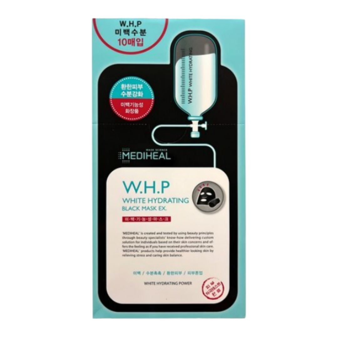 MEDIHEAL W.H.P White Hydrating Black Mask EX Brightening Moisturizing Sheet Mask 10pcs
MEDIHEAL W.H.P White Hydrating Black Mask EX Brightening Moisturizing Sheet Mask 10pcs