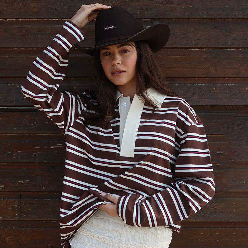 Striped Polo Shirt2025 Autumn New Women Loose Stripe Polo Collar Long sleeve Top Casual T-shirt
Striped Polo Shirt2025 Autumn New Women Loose Stripe Polo Collar Long sleeve Top Casual T-shirt